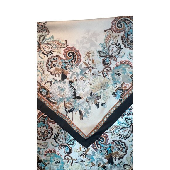 2/$30 NEW White Aqua Ivory Gray Black Floral Delicate Flower Silky Fashion Scarf - Picture 10 of 14